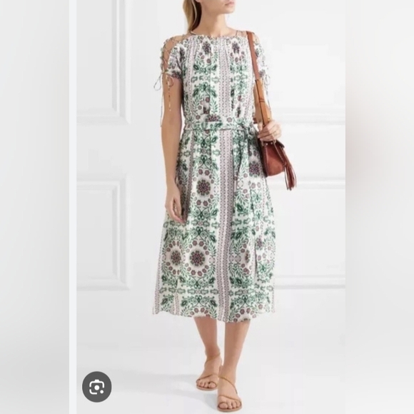 Tory Burch Dresses & Skirts - Tory Burch Green and White Patterned Midi Dress